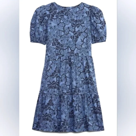 GAP Kids Puff Slv School Dress Blue Butterfly Print Girls LG (10-11 years) NWT - Picture 4 of 9